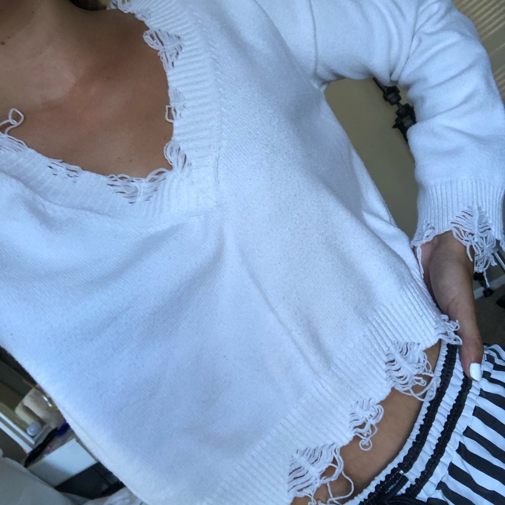 2 for $25 cropped distressed sweater tops